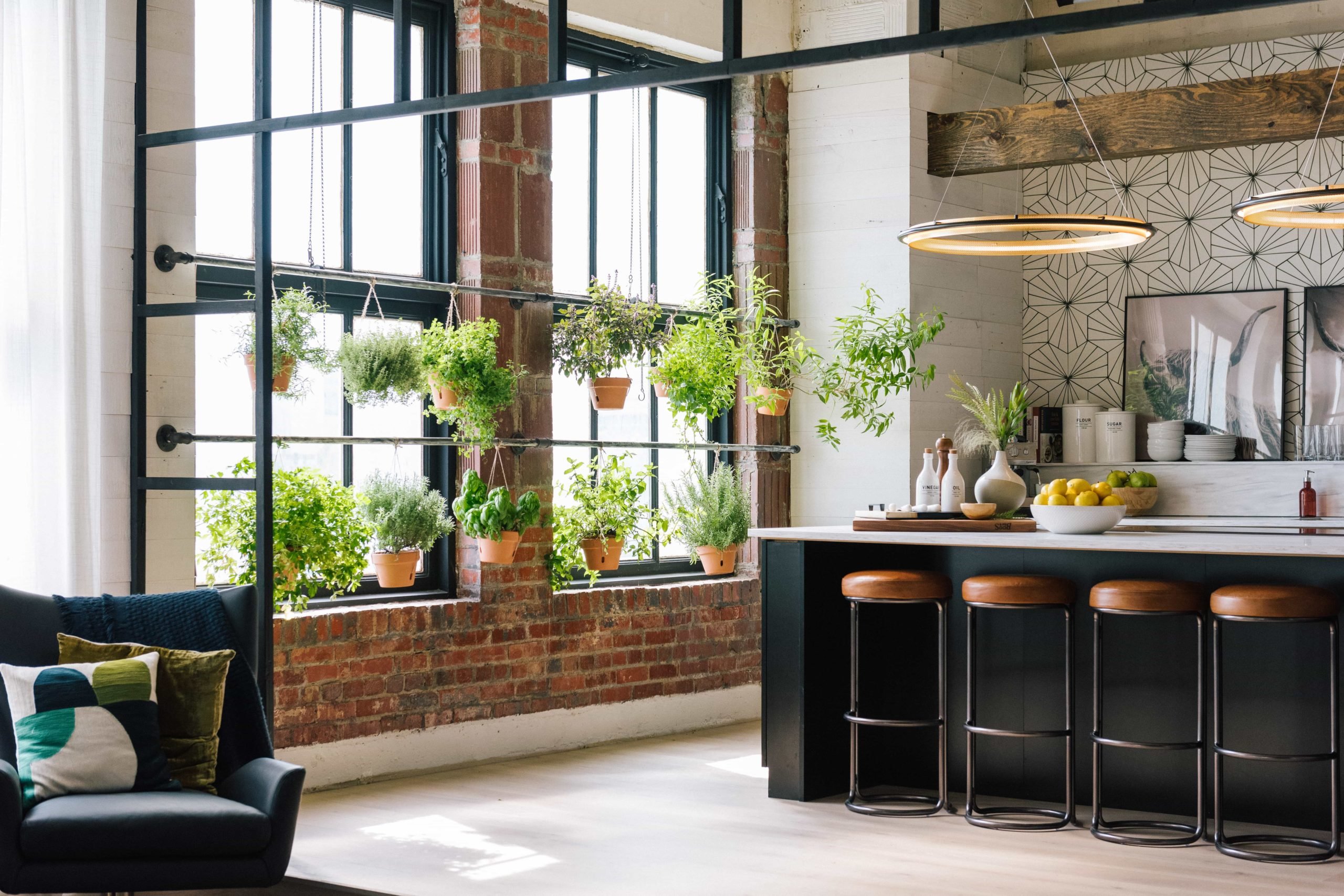 Bobby Berk Loft Kansas Queer Eye Industrial Mid Century Eclectic Kitchen Bright Clean 3 scaled