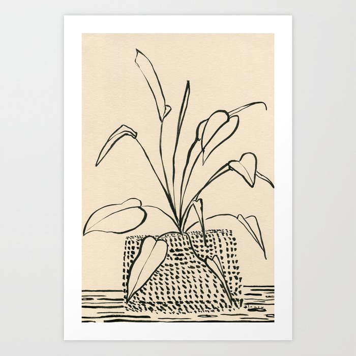line drawing leaves prints