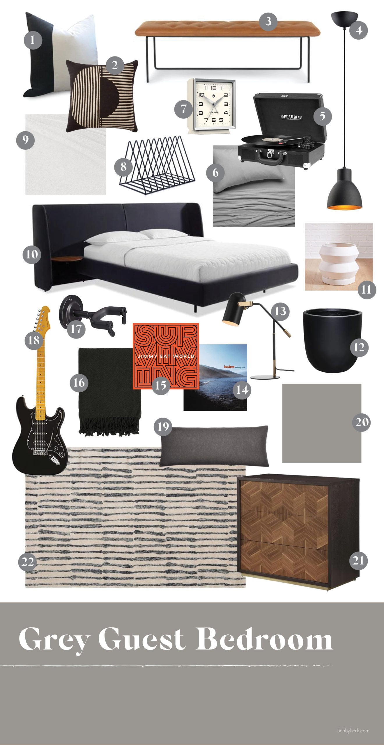 Bobby Berk Modern Glam Grey Guest Bedroom scaled